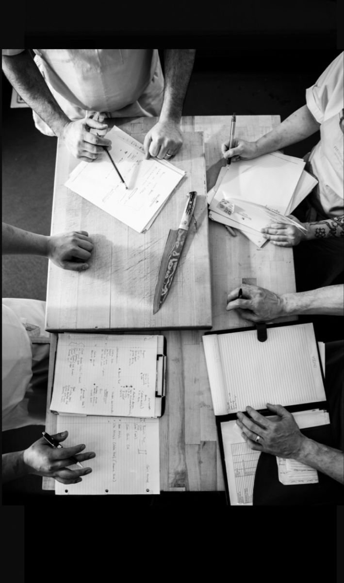 Kitchen team planning service together